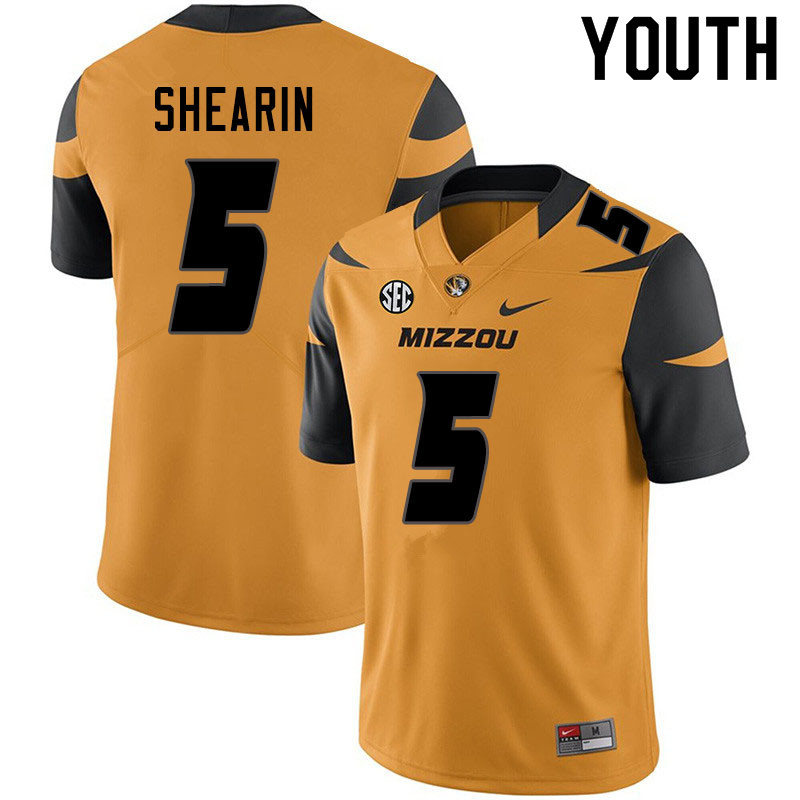 Youth #5 Chris Shearin Missouri Tigers College Football Jerseys Sale-Yellow